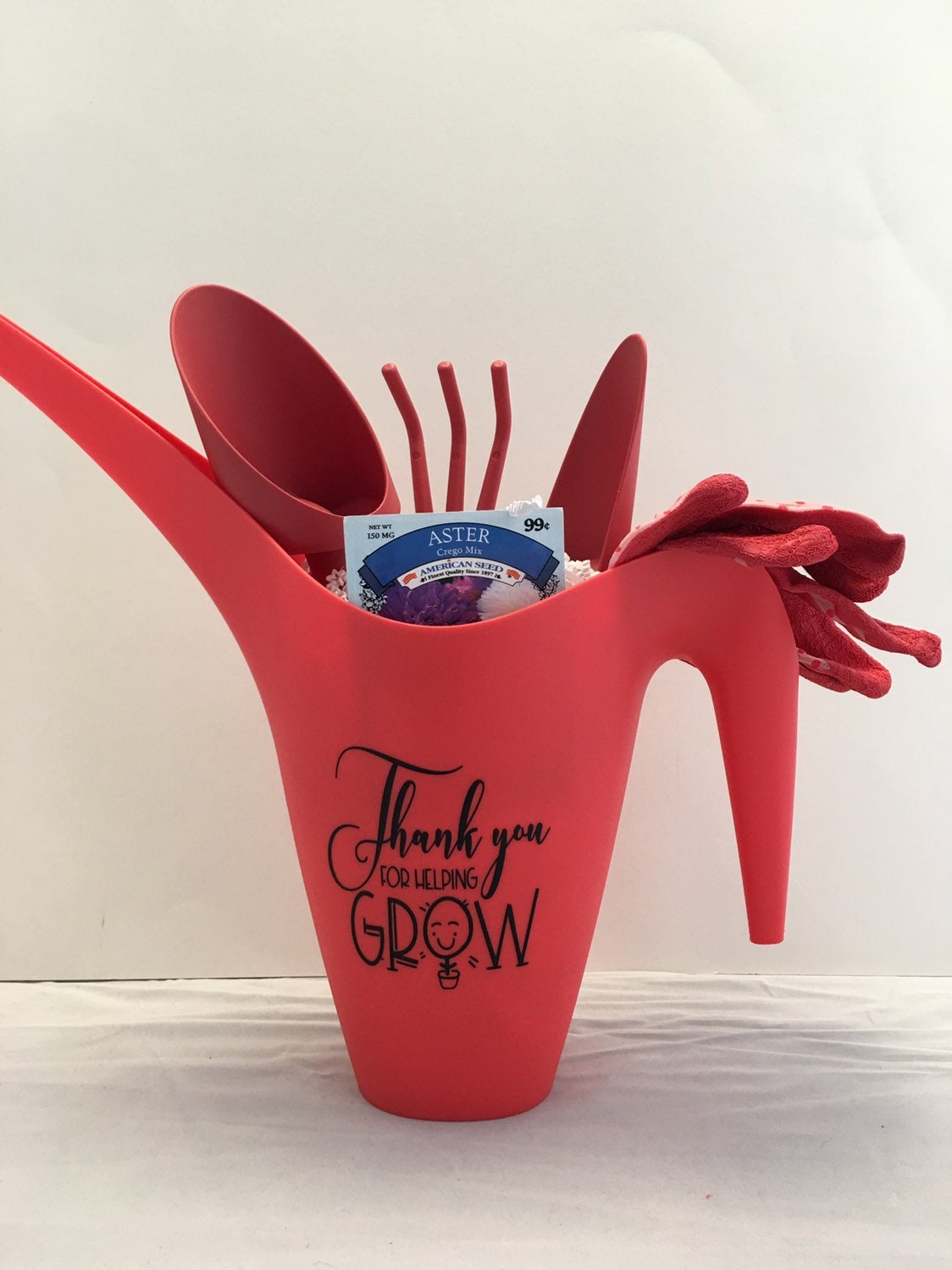 Brick Red | Mother's Day Gift | Mother of the Bride | Teacher | Father's Day | Gift | Garden Watering Can Tools and Gloves | Set