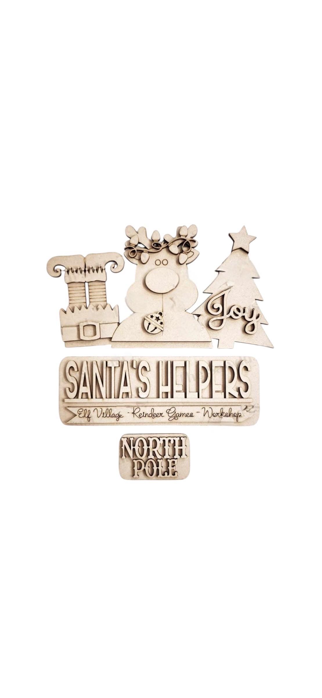 DIY Blank - Christmas - Santa’s Helper - Truck Insert - Stand Up Shelf Sitter - Home Decor