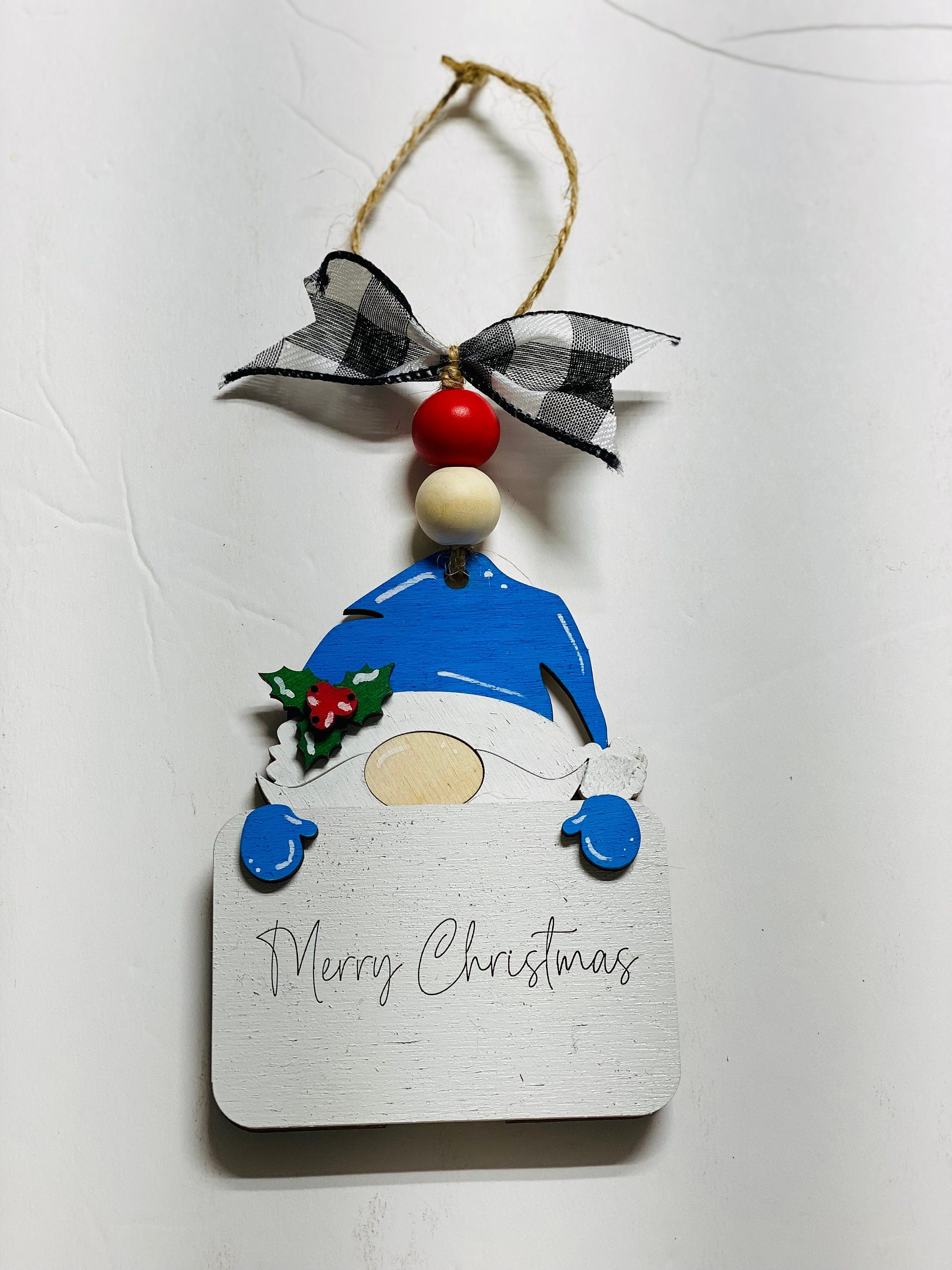 Gnome -  Christmas Money or Gift Card Holder - Wooden Ornament
