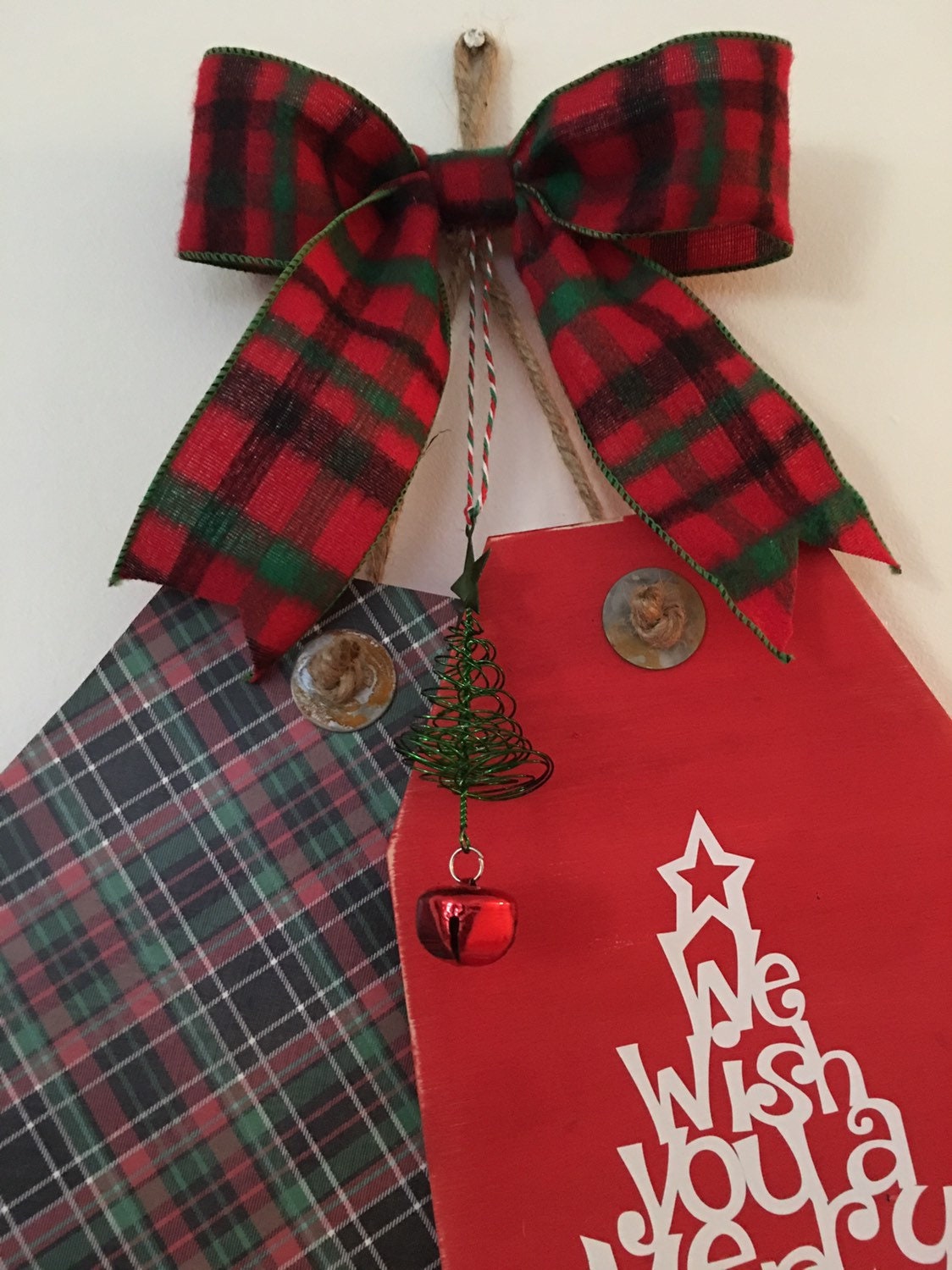 We Wish You A Merry Christmas Wooden Christmas Door Tags / Signs