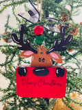 Reindeer -  Christmas Money or Gift Card Holder - Wooden Ornament