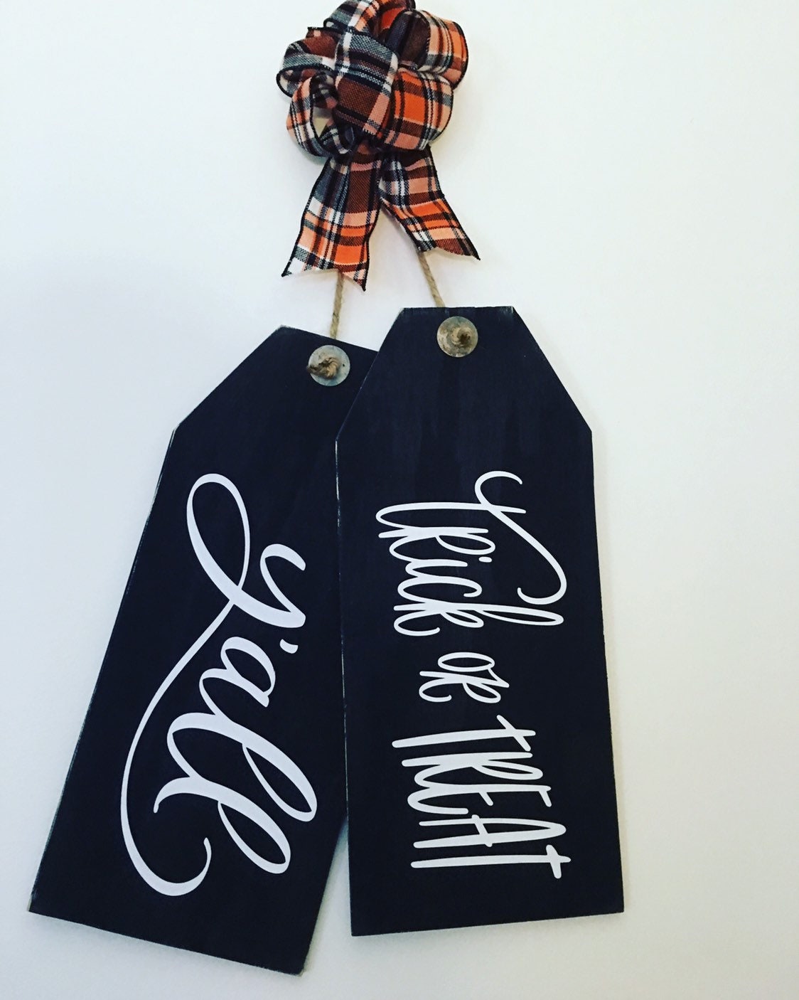 Trick or Treat Y'all Halloween Wooden Fall Door Tags / Signs