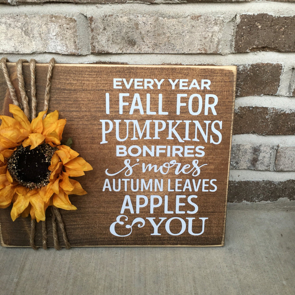 11" x 14" I Fall For You Rustic Wooden Fall / Thanksgiving /Fall Wedding Sign