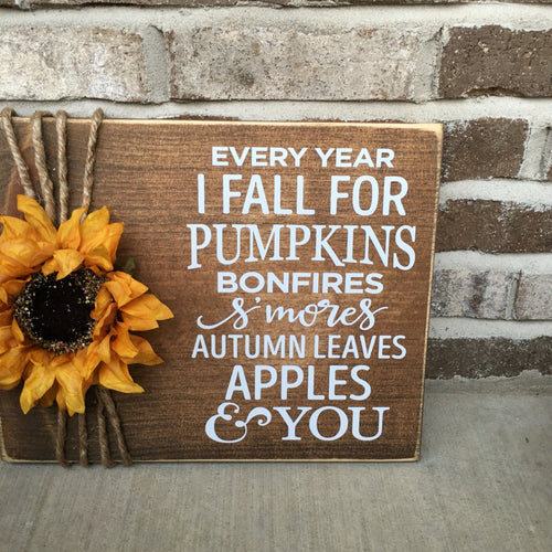 11" x 14" I Fall For You Rustic Wooden Fall / Thanksgiving /Fall Wedding Sign