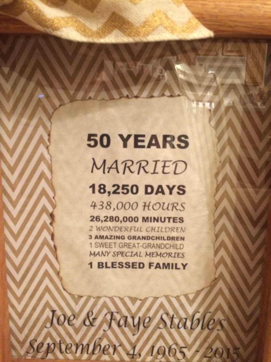 Personalized - 50th Wedding Anniversary - Gift - Years, Months, & Days Countdown - 8 x 10 Wooden Shadow Box