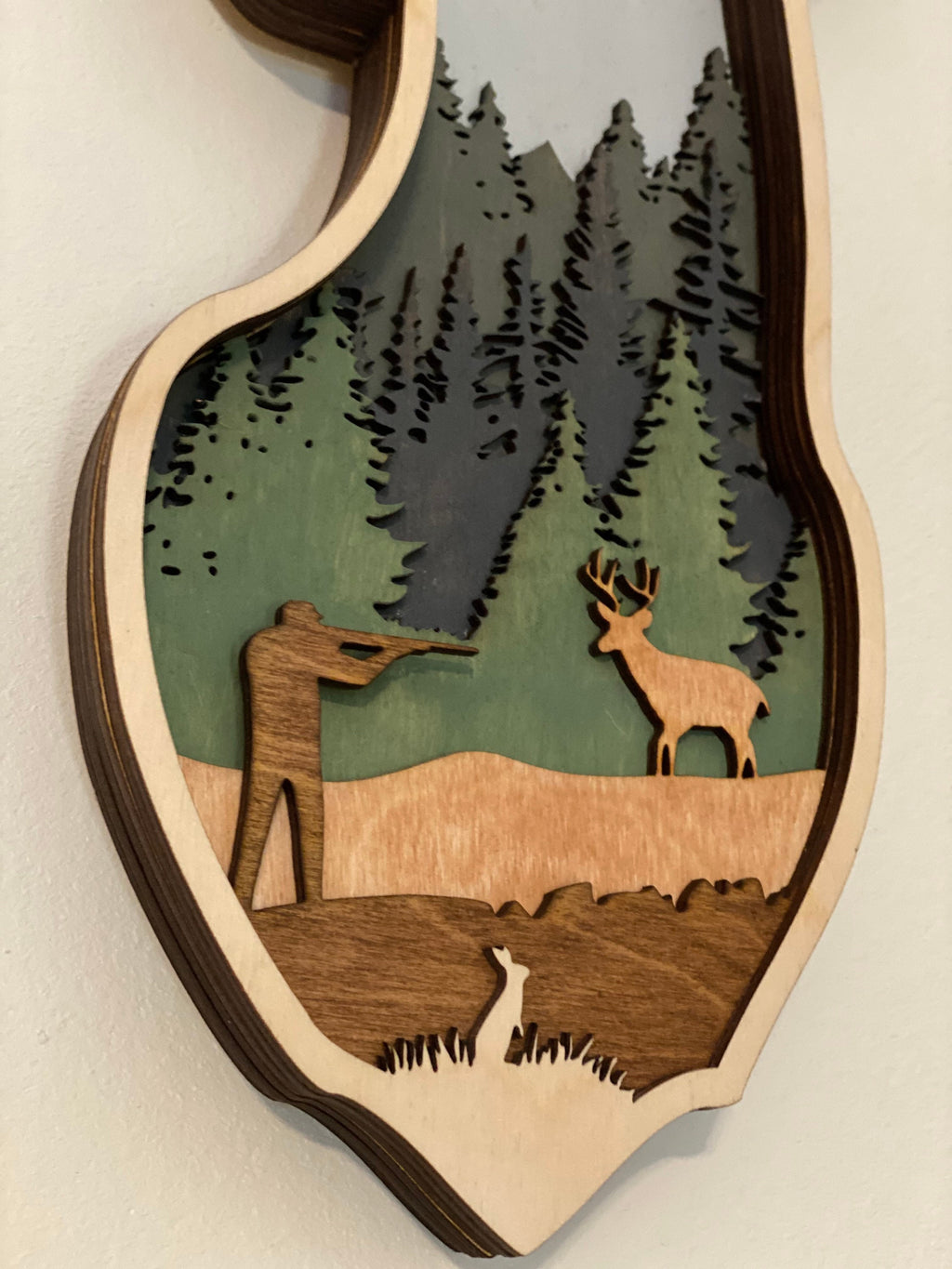 Deer Head | Layered Wooden Door Sign / Wreath | Fathers Father’s Day Gift for Dad