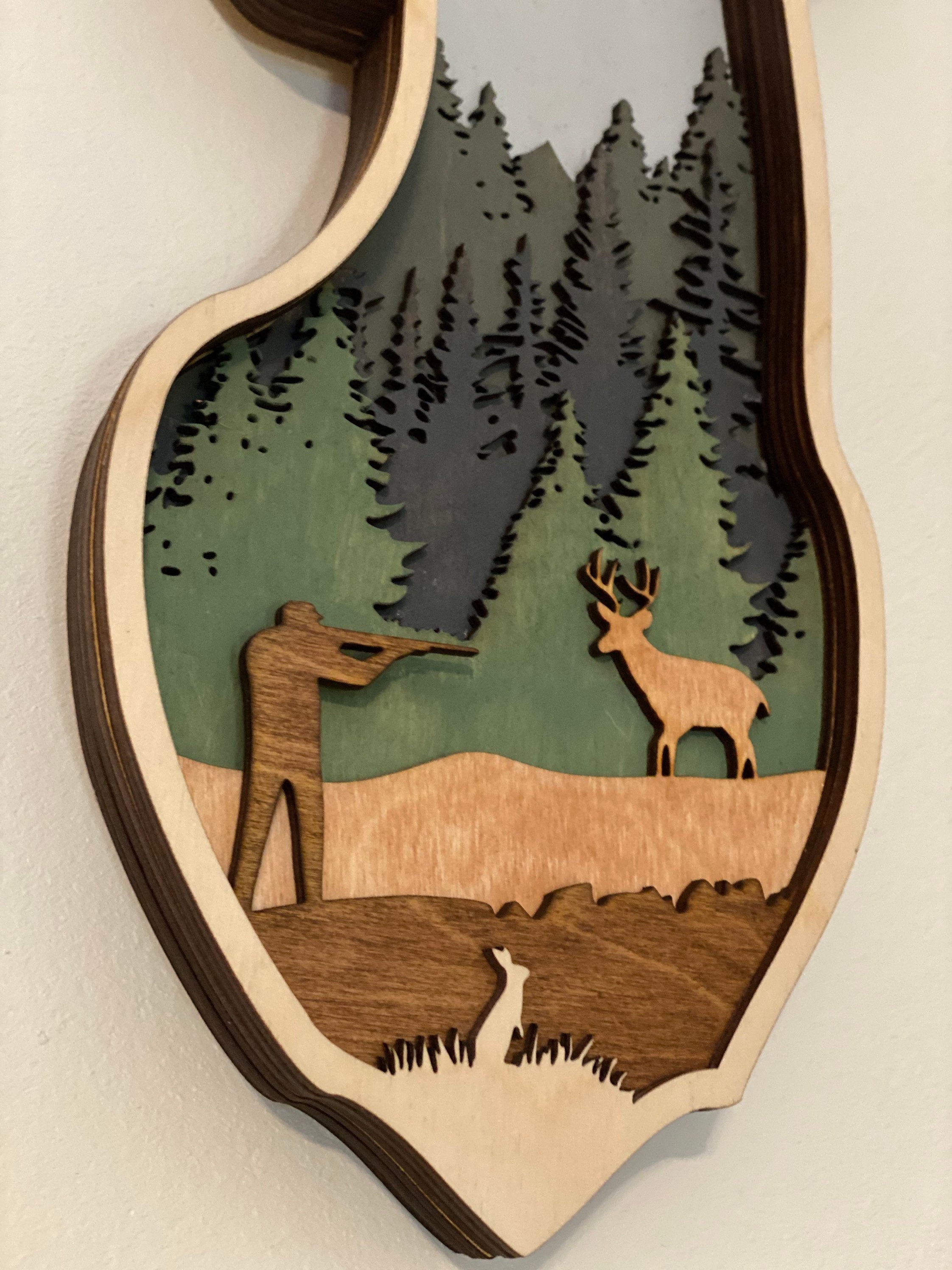 Deer Head | Layered Wooden Door Sign / Wreath | Fathers Father’s Day Gift for Dad