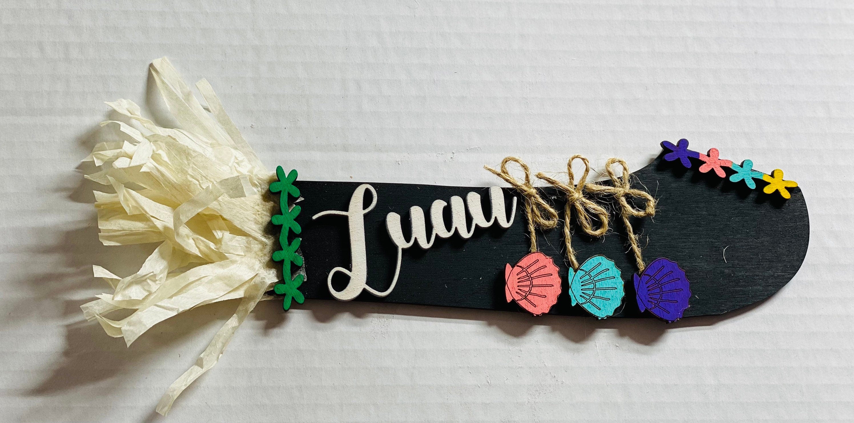 Add on Outfit for Dachshund Doxie - Luau - Hula - Weiner Dog - Large Round Wooden Shiplap Door Hanger / Wreath / Sign