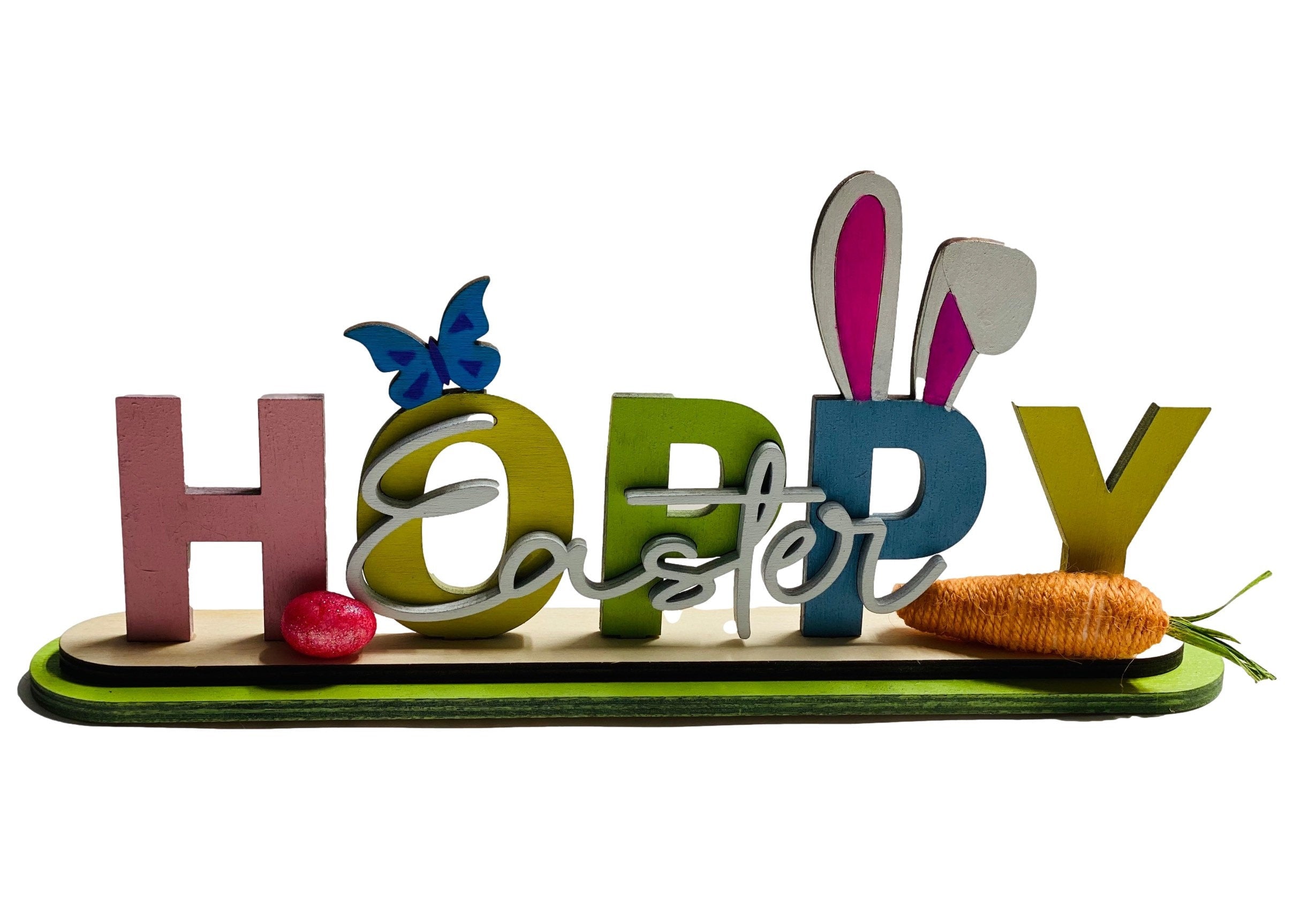 Hoppy Easter | Decorative | Shelf Sitter | Spring Decor | Carrot Easter Egg