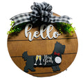Add on Outfit for  Yorkie Frenchie Pug - New Years - Dog - Large Round Wooden Shiplap Door Hanger / Wreath / Sign