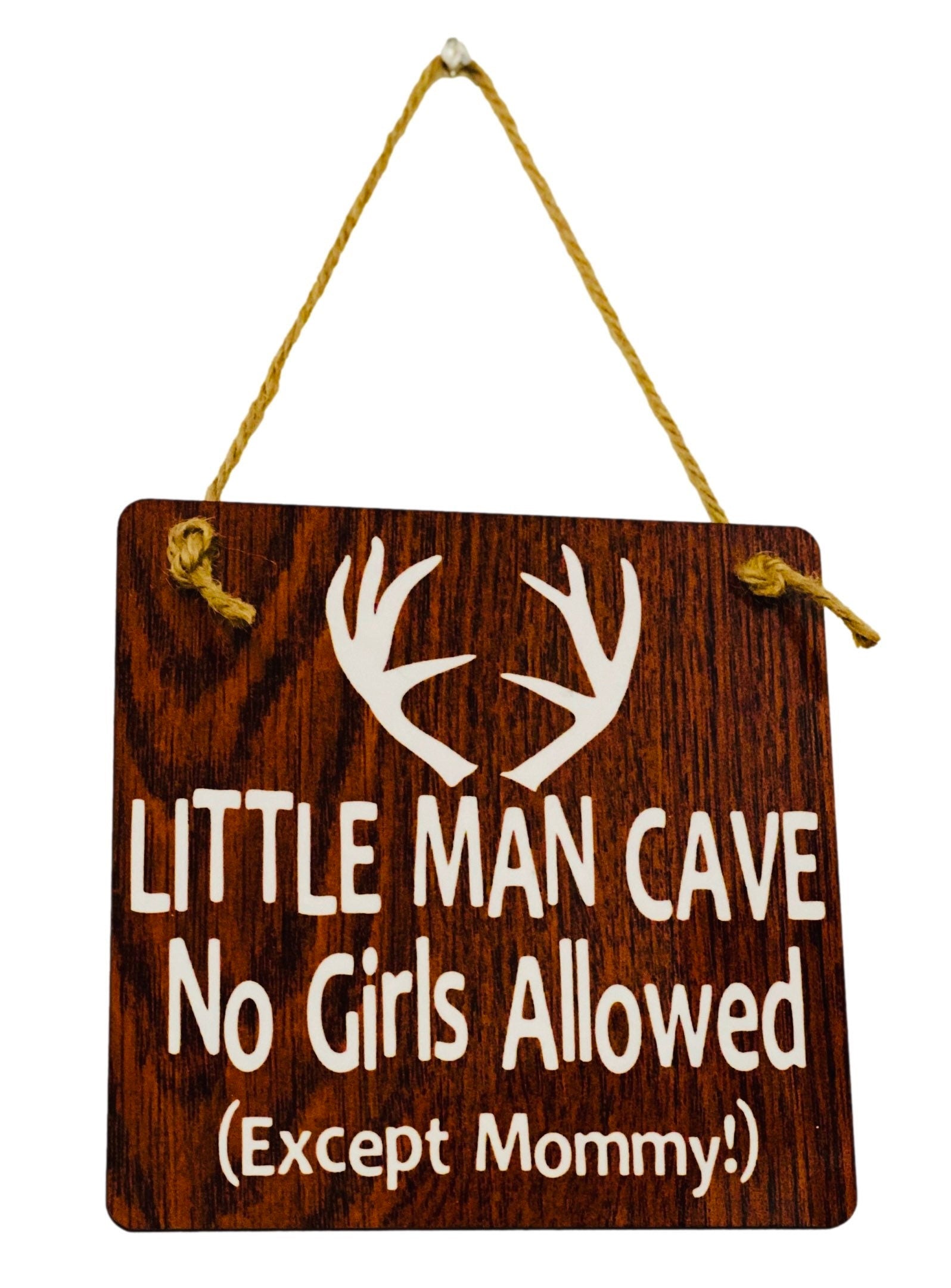 Adorable | Little Man Cave No Girls Allowed (Except Mommy!) ™ | Antlers Wooden Door Sign | Little Boys Room |Woodsy Nursery