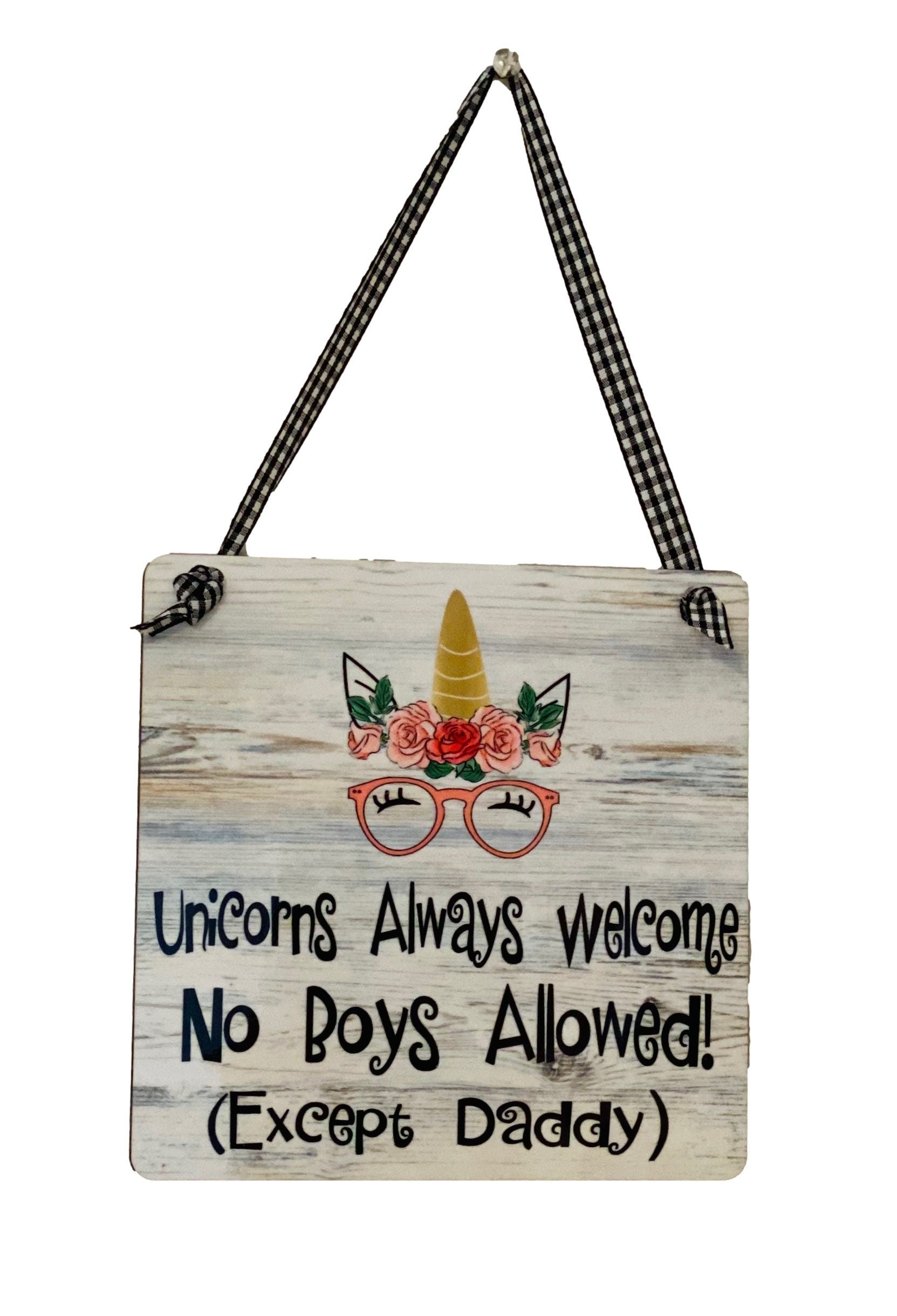 Adorable | Unicorns Welcome | Wooden Door Sign | Hanger | Little Girls Room | Nursery