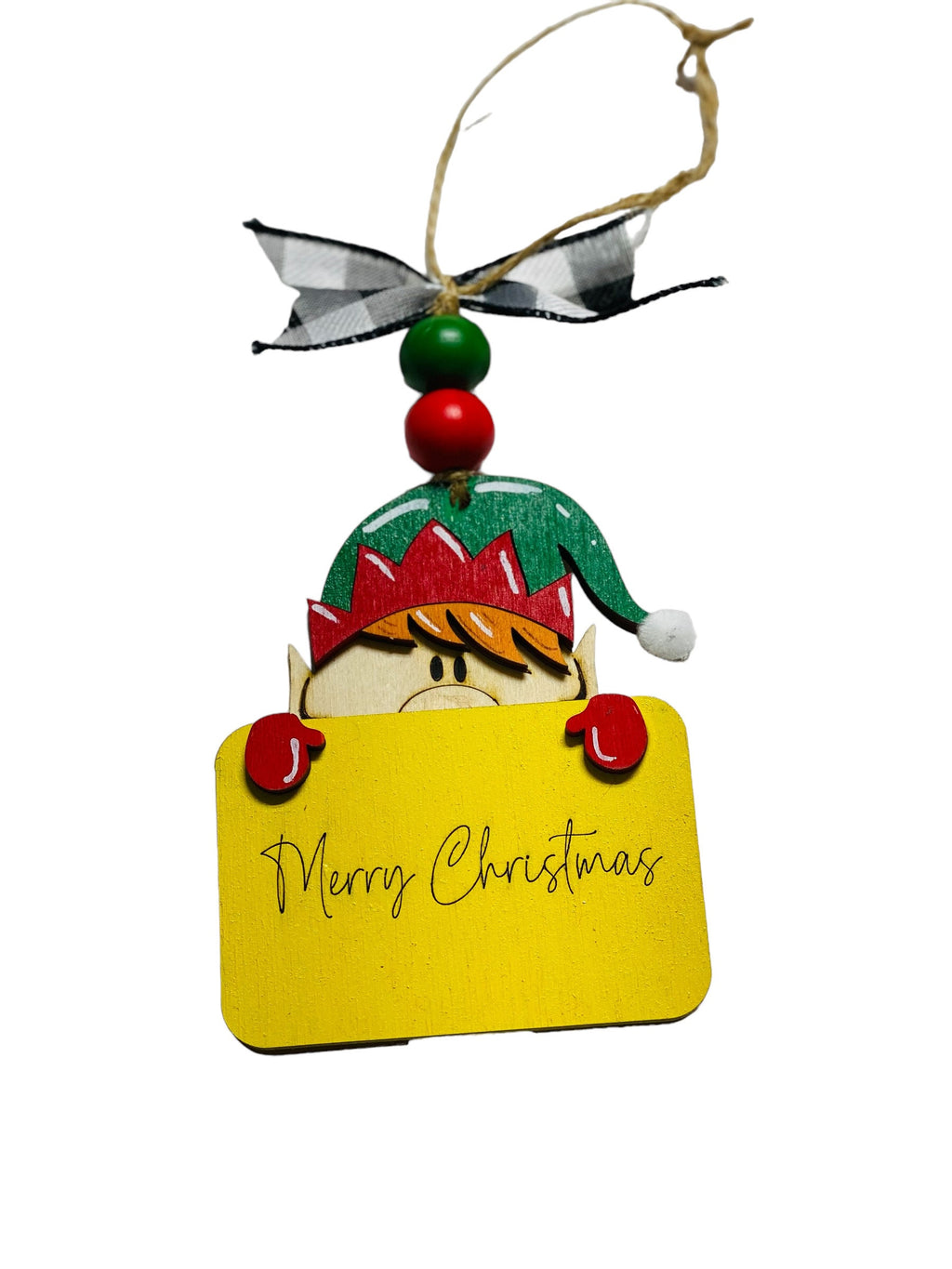 Elf -  Christmas Money or Gift Card Holder - Wooden Ornament