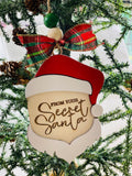 Secret Santa  -  Christmas Money or Gift Card Holder - Wooden Ornament