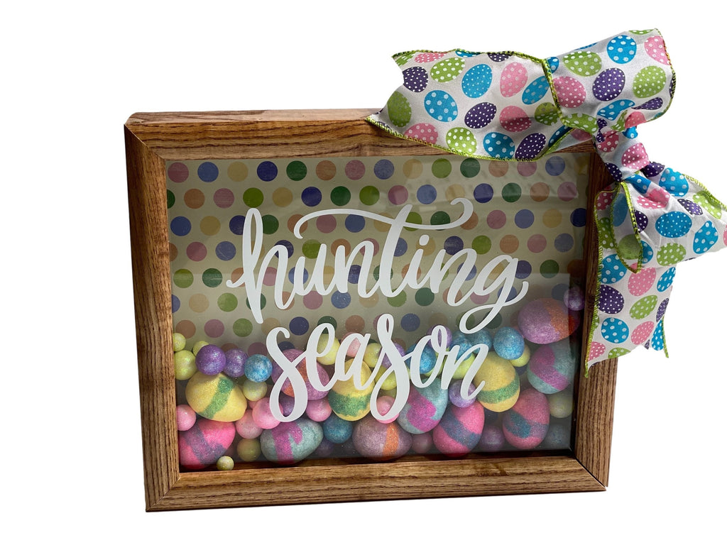 Hunting Season - Easter  - 8 x 10 Wooden Shadow Box - With Easter Eggs Filler