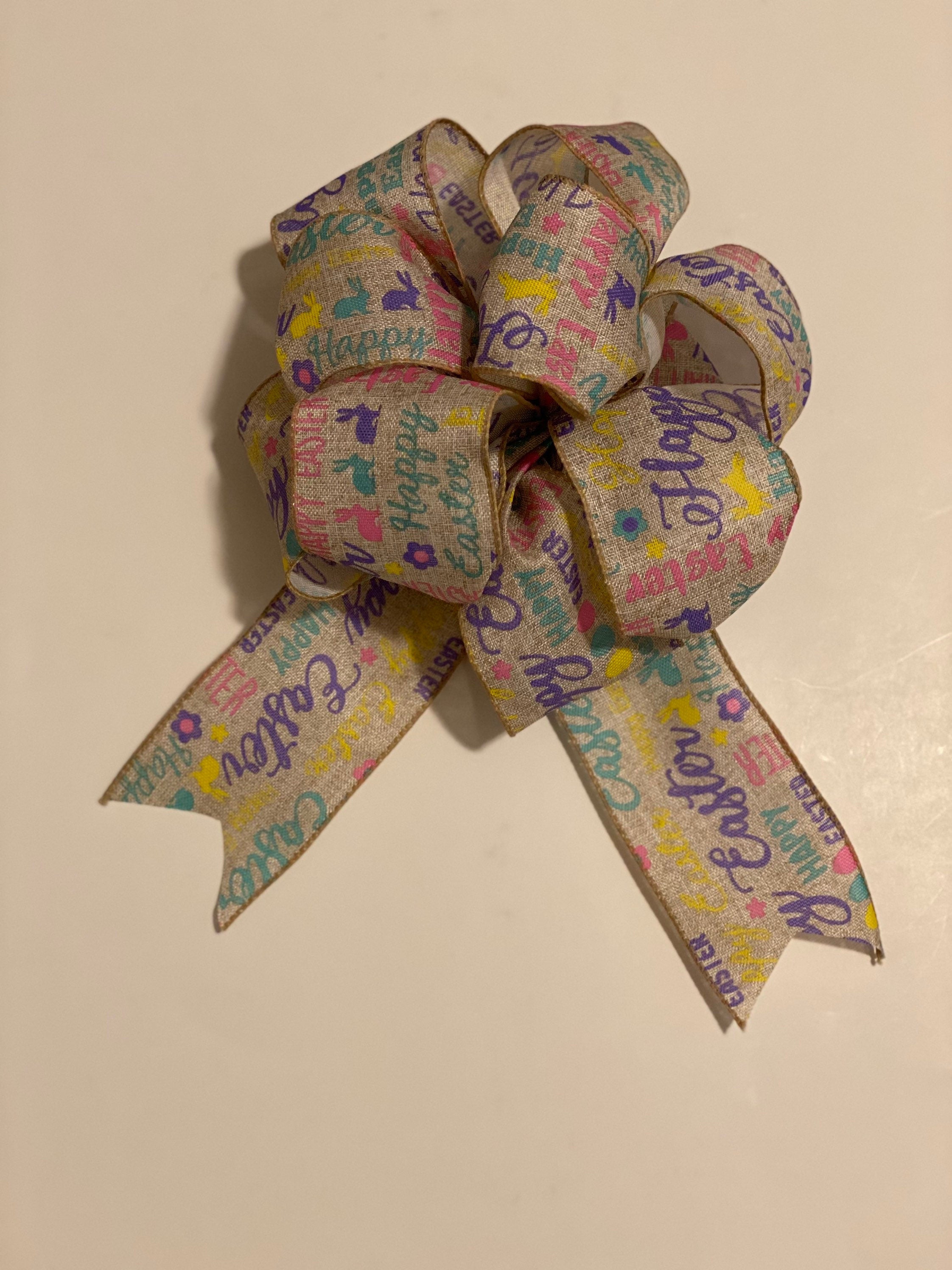 Easter Bunny Sayings - Add On Bow for Wreaths or Signs - Puffy Fluffy Bow for Gift or Present