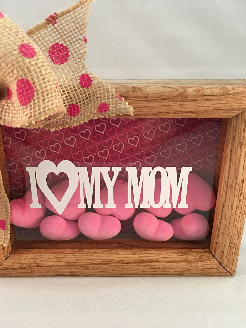 I Heart My Mom 5 x 7 Wooden Mother's Day Shadow Box with Hearts