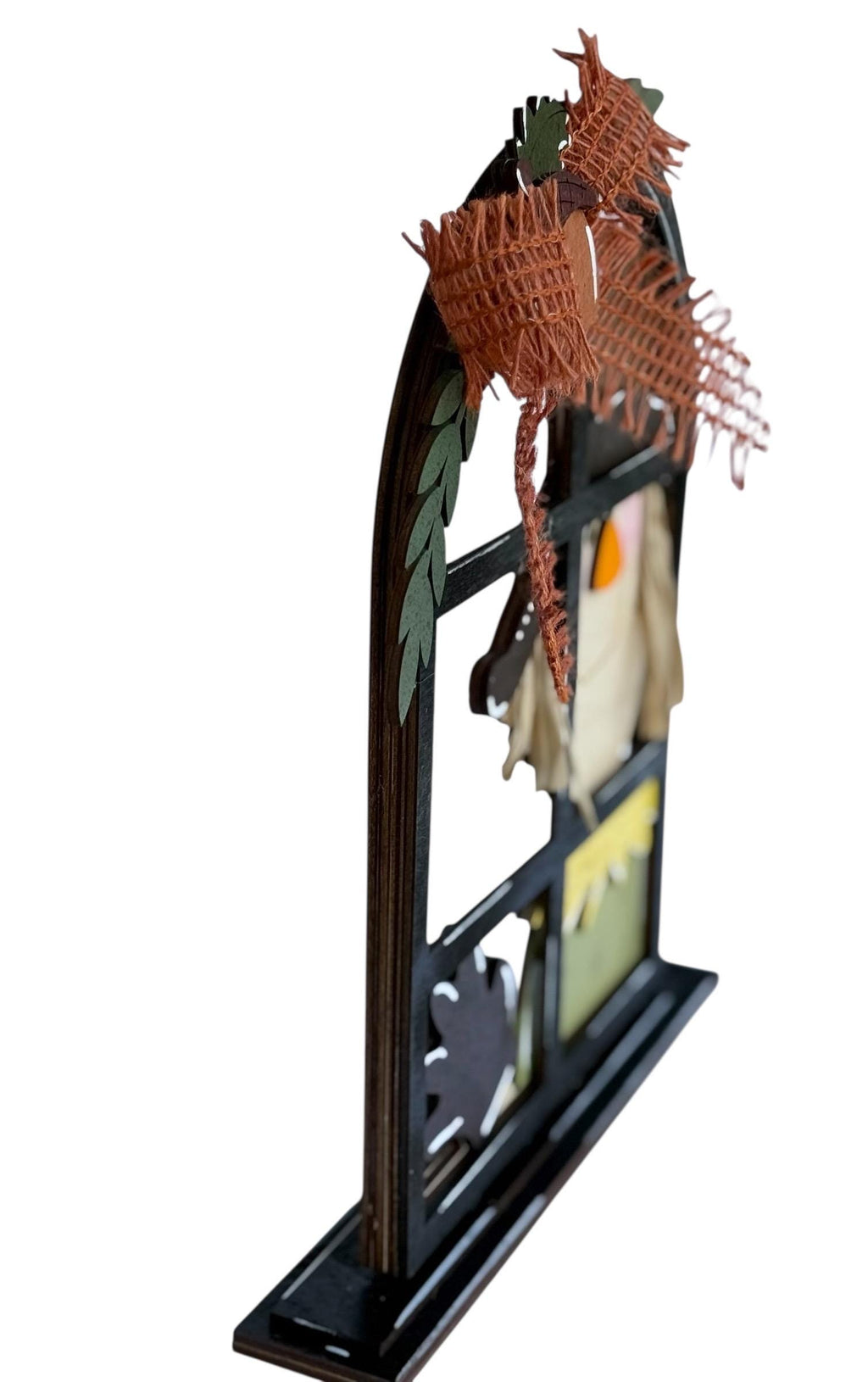 Fall Windowpane Scarecrow | Autumn | Decorative | Shelf Sitter Decoration