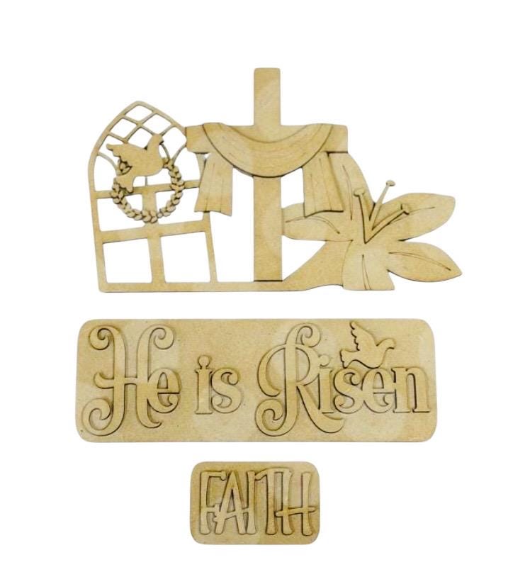 DIY Blank - Religious - He Is Risen - Easter - Truck Insert - Stand Up Shelf Sitter - Home Decor