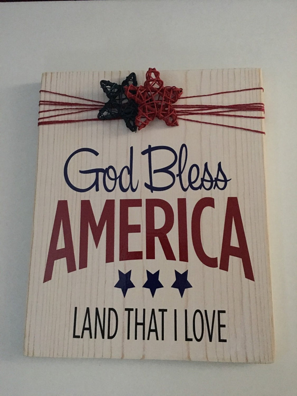 Wooden Rustic Sign Memorial Day /Fourth of July "God Bless America"