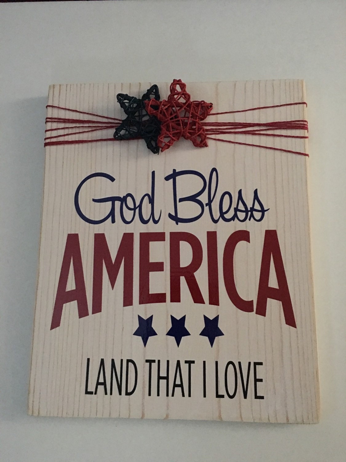 Wooden Rustic Sign Memorial Day /Fourth of July "God Bless America"