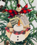 Let It Snow - Snowman -  Christmas Money or Gift Card Holder - Wooden Ornament