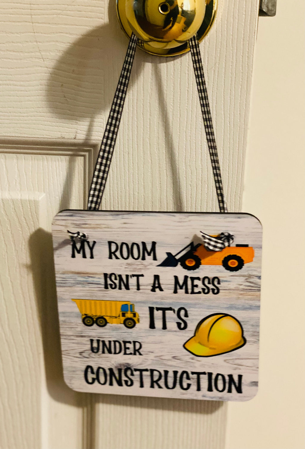 Room Under Construction - Wooden Door Sign - Little Boys Room / Nursery