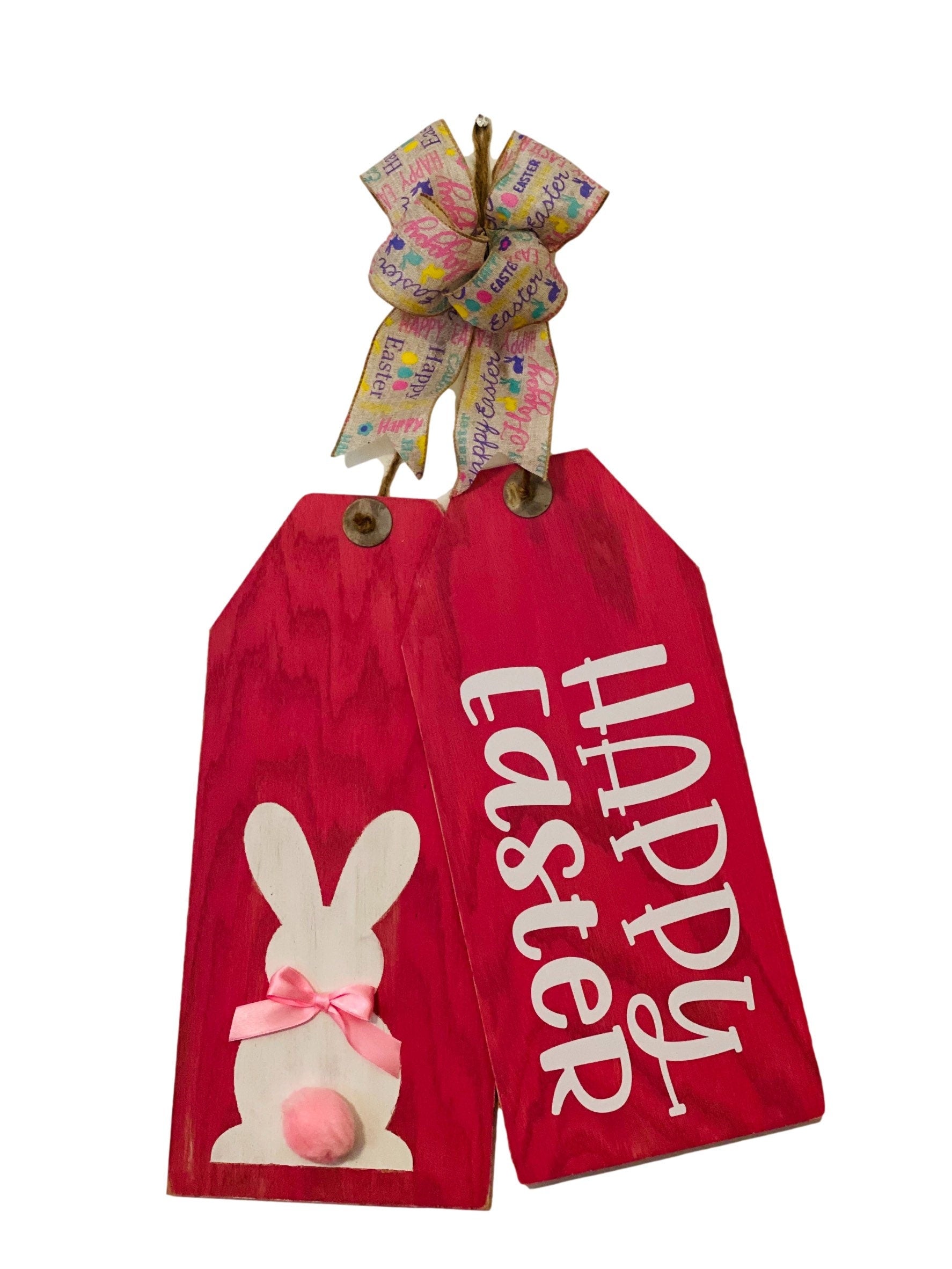 Happy Easter - Bunny - Easter / Spring Wooden - Door Tags - Sign - Housewarming Gift - Present for Him Her