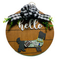 Add on Outfit for  Yorkie Frenchie Pug - Super Bowl - Dog - Large Round Wooden Shiplap Door Hanger / Wreath / Sign