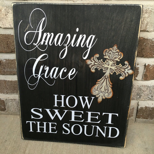 11" x 14" Amazing Grace Religious Rustic  Wooden Wall Sign