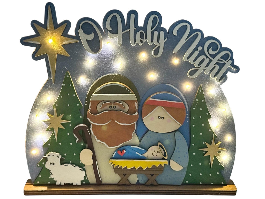 O Holy Night | Nativity | Lighted | Christmas | Religious | Decorative | Shelf Sitter