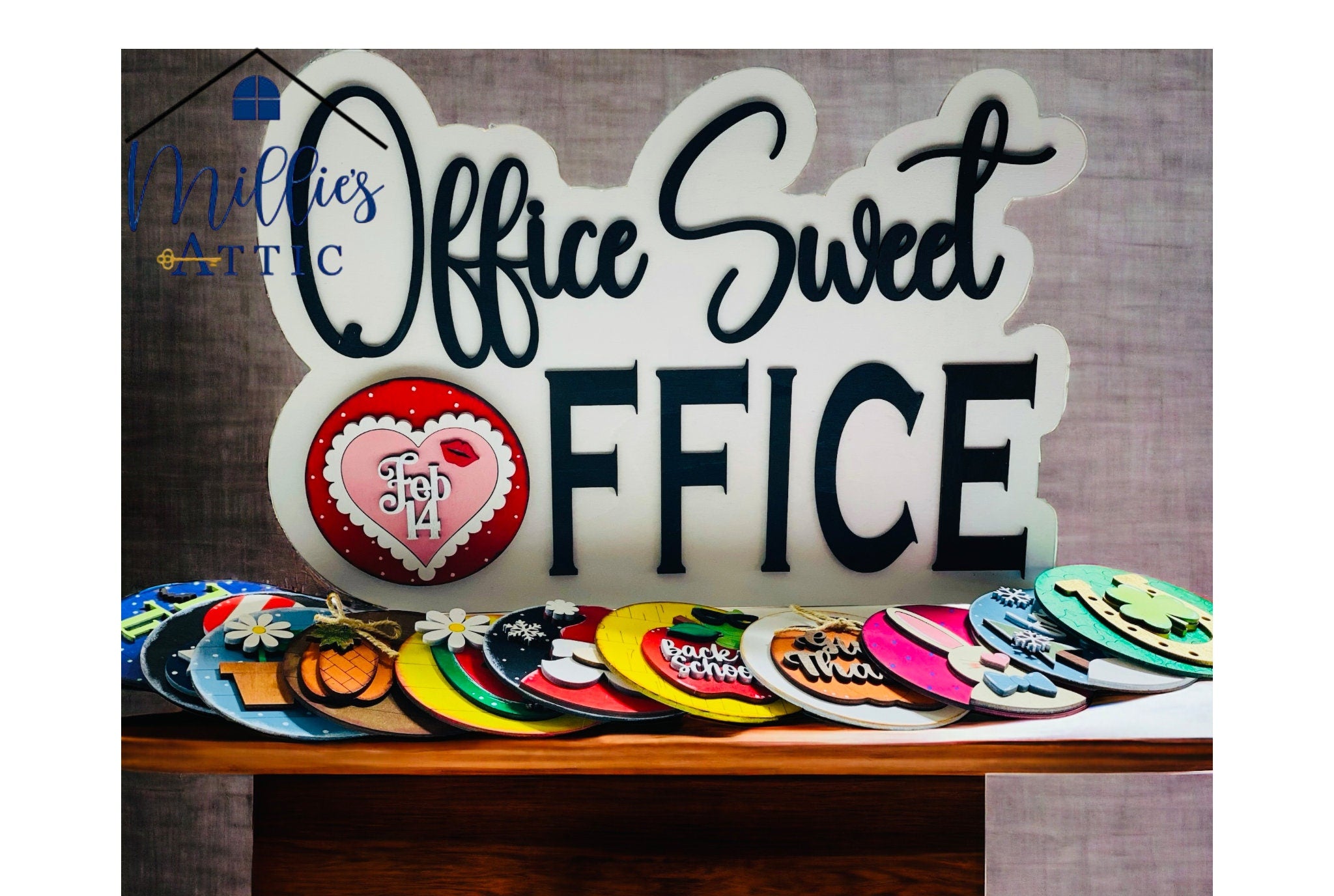 Interchangeable -  Office Sweet Office - Stand up -  Sign - for Home  Office