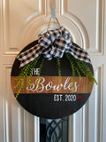 Split Brown / Black | Personalized Name Established - Door Sign / Wreath