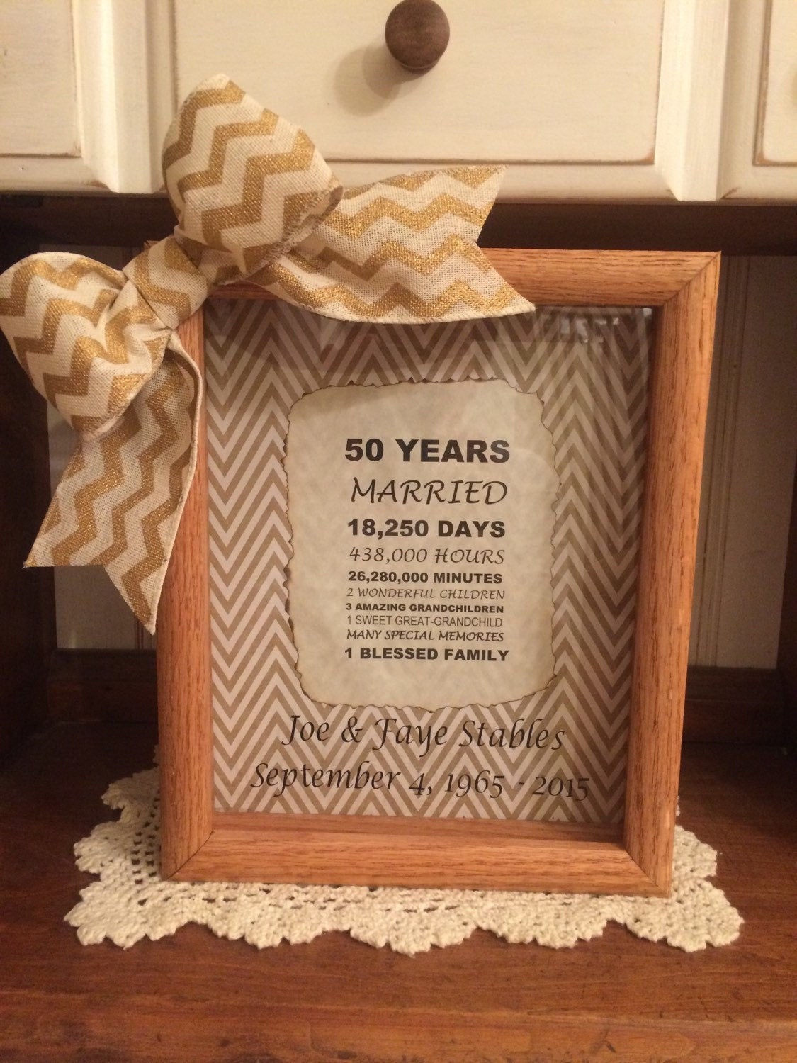 Personalized - 50th Wedding Anniversary - Gift - Years, Months, & Days Countdown - 8 x 10 Wooden Shadow Box