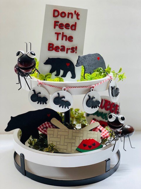 Ants and Bear Picnic- Tier Tray Set - SVG  File - Digital - Glowforge - Silhouette - Cricut