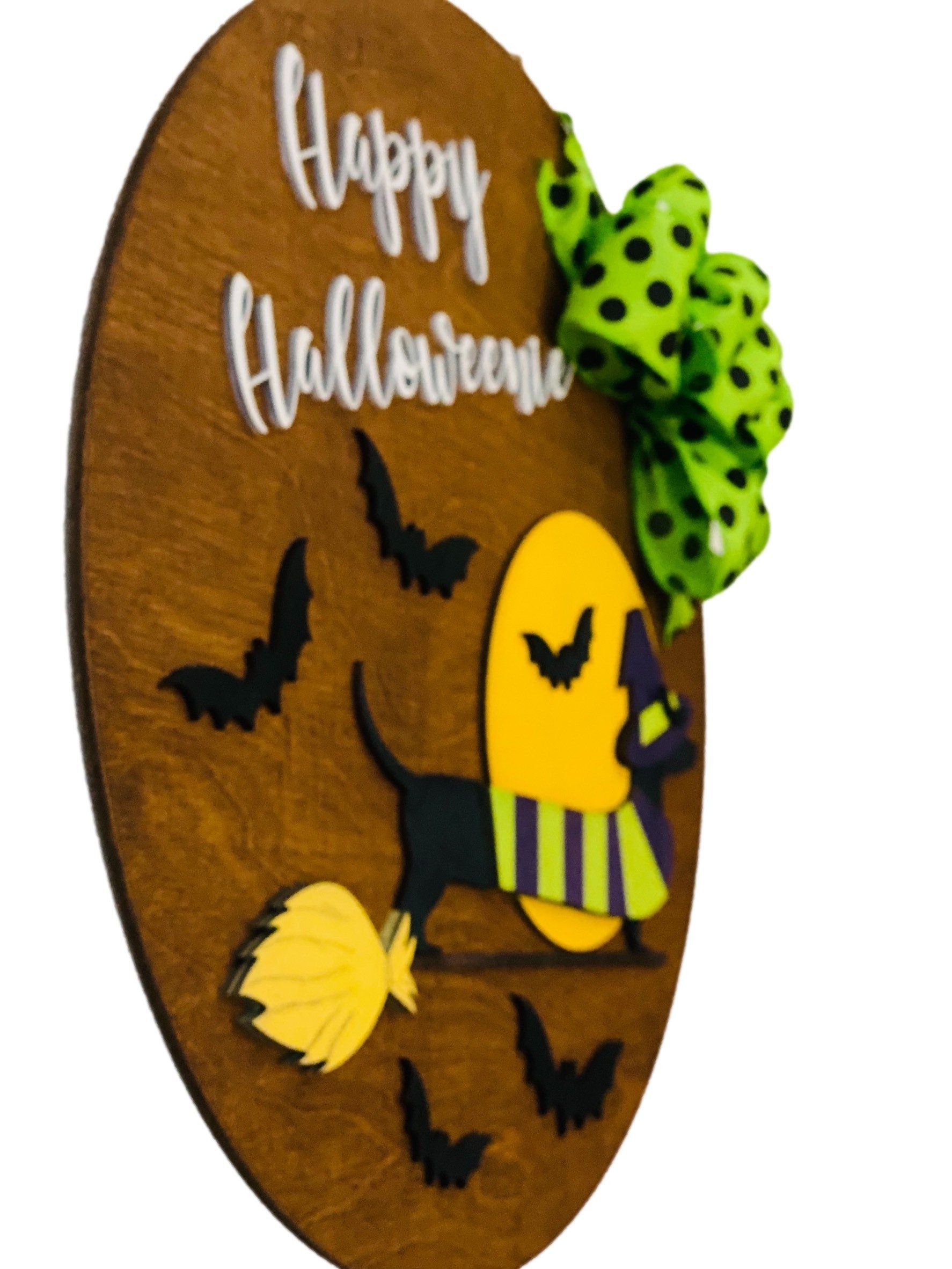 Happy Halloweenie - Halloween- Dachshund - Doxie Dog - Wooden Door Sign / Wreath