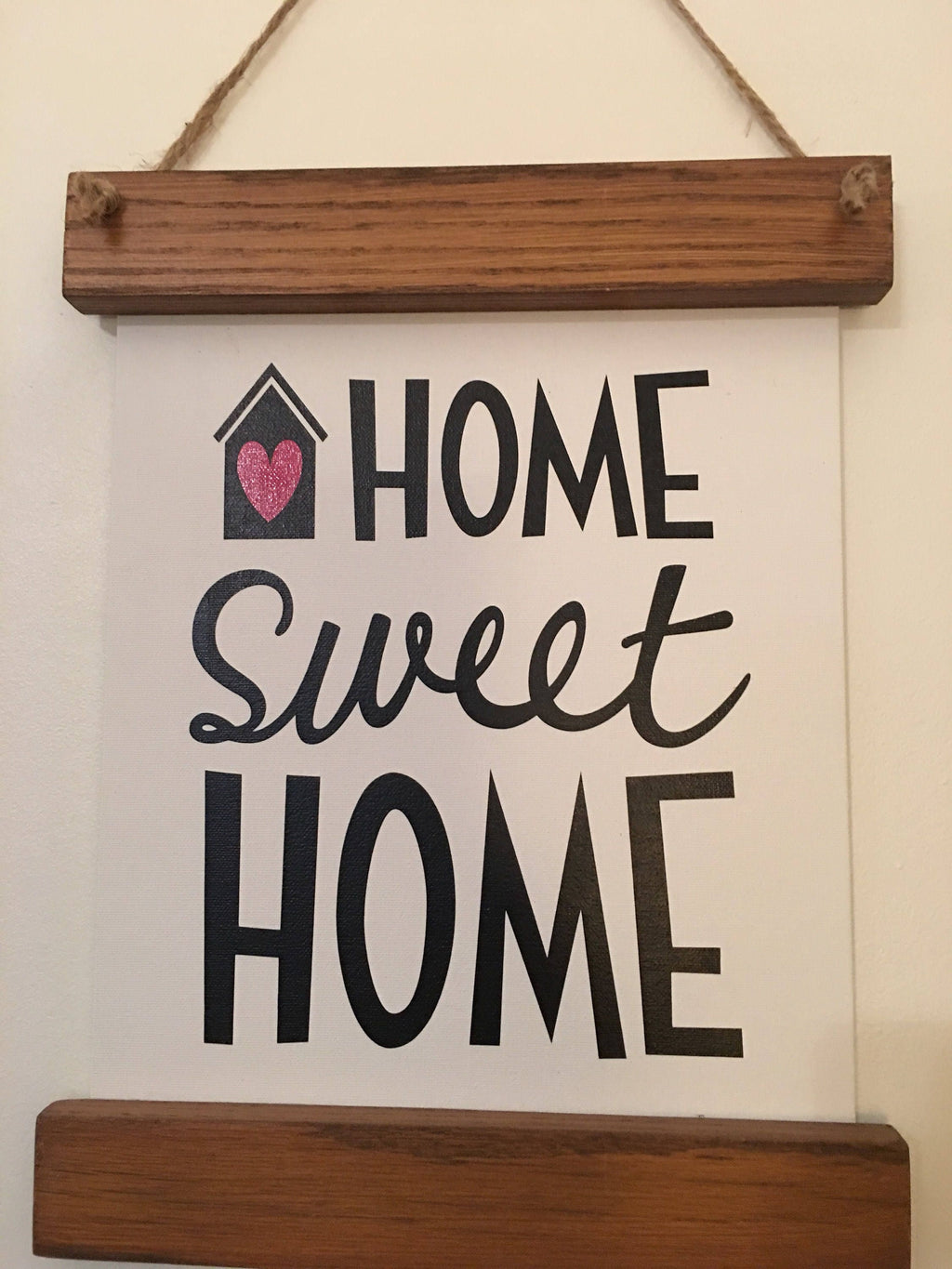 Home Sweet Home Canvas Scroll Farmhouse Style Wooden Framed Sign