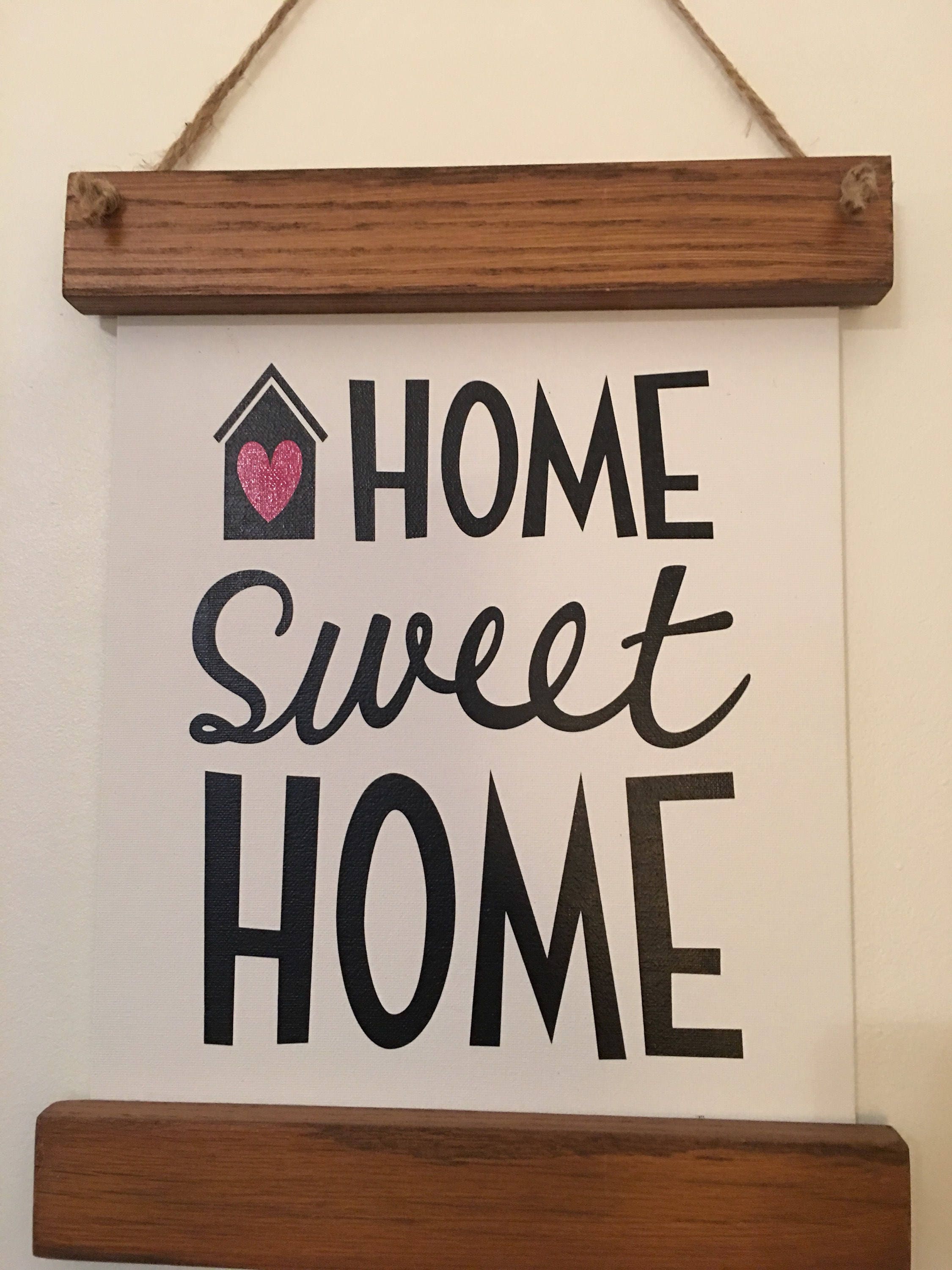 Home Sweet Home Canvas Scroll Farmhouse Style Wooden Framed Sign