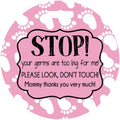 Stop Don't Touch - Pink with Footprints - Germ Tag - Stroller CarSeat - Baby Newborn Preemie - Baby Shower Gift