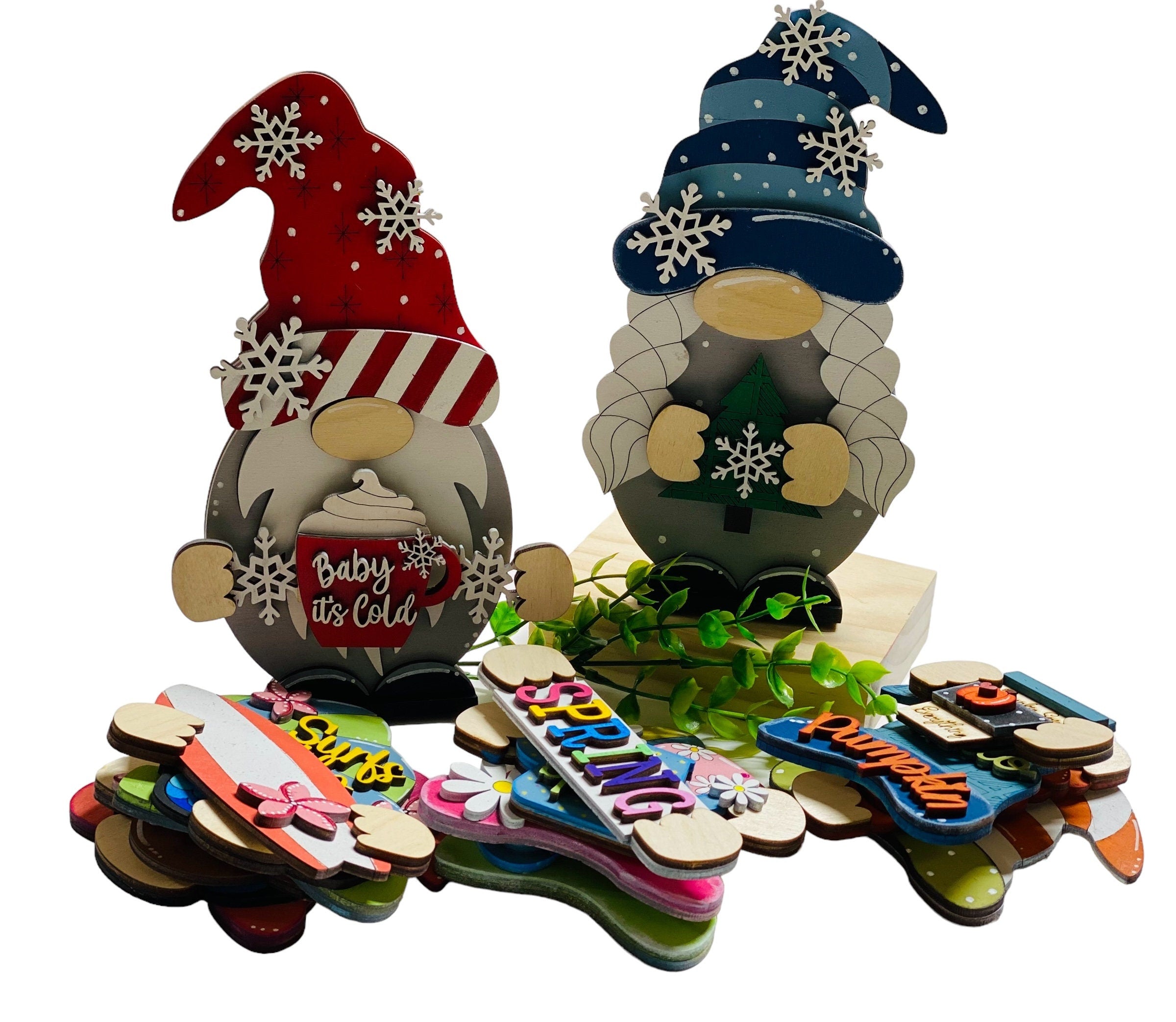 Interchangeable Set - 4 Seasons - Boy and Girl Gnomes - Shelf Sitters - Gift for Mom