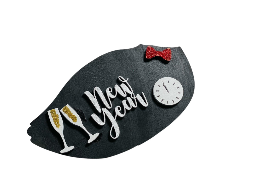 Add on Outfit - New Years - For Goose Goosey Interchangeable Large Round Wooden Shiplap Door Hanger / Wreath or Standup