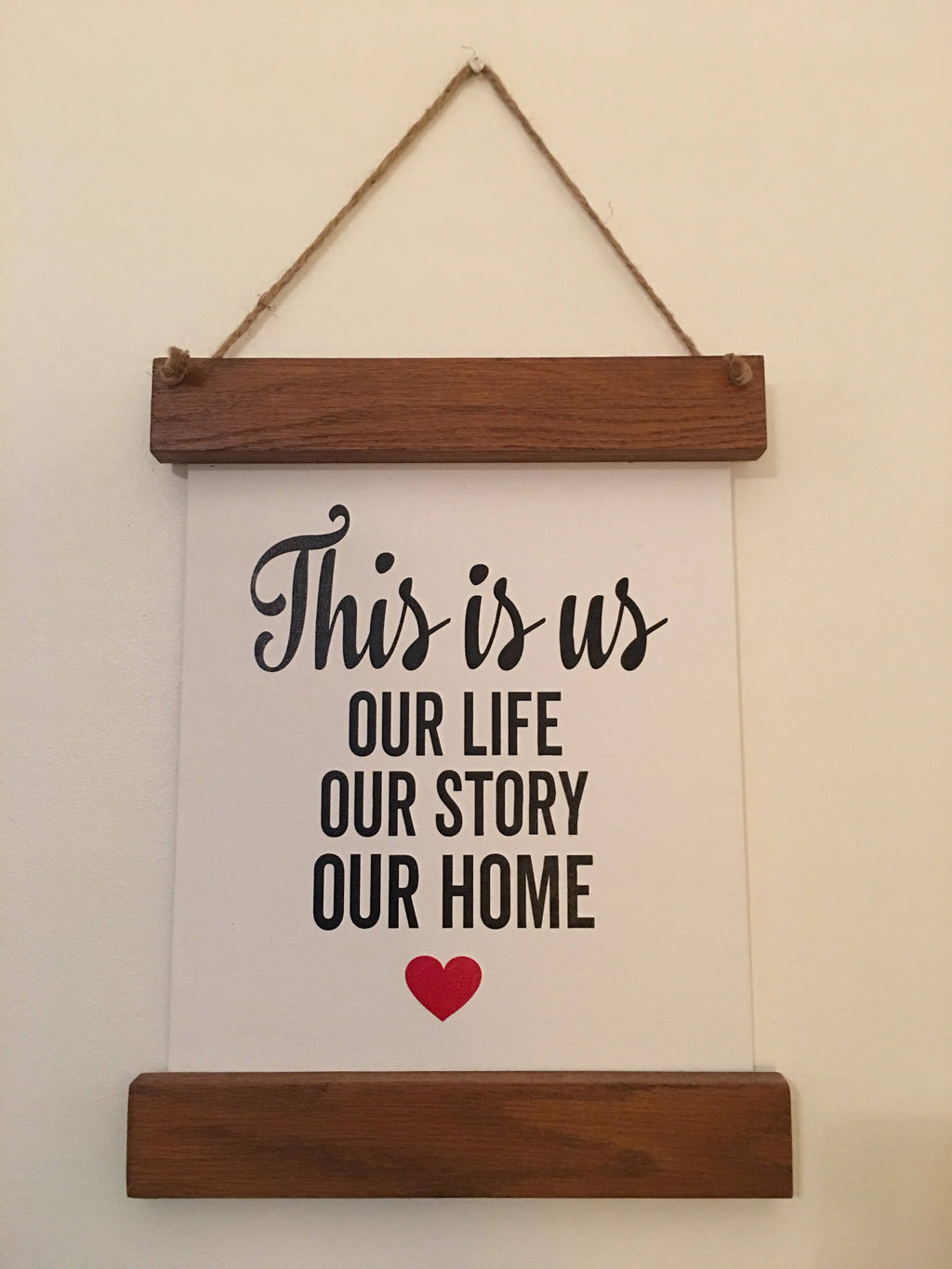 This Is Us Canvas Scroll Farmhouse Style Wooden Framed Sign