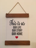 This Is Us Canvas Scroll Farmhouse Style Wooden Framed Sign