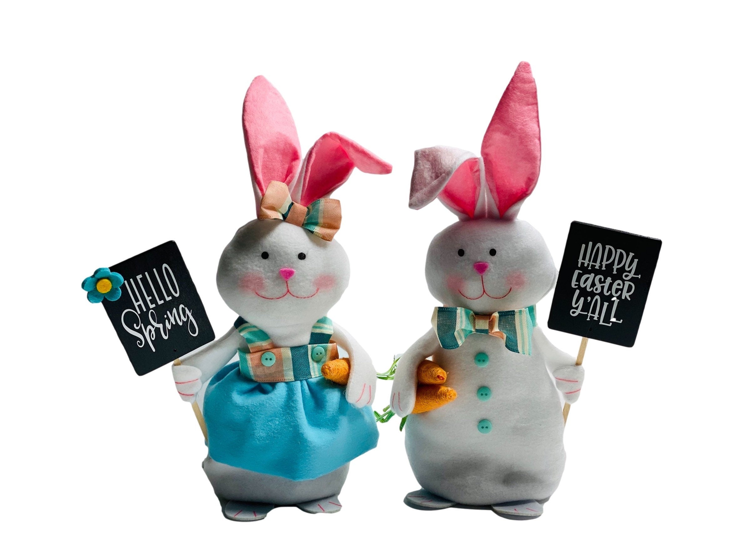 Happy Easter Y’all - Boy Easter Bunny with Sign - Easter Decoration Decor