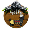 Add on Outfit for  Yorkie Frenchie Pug - Yellow Polka Dot Bikini - Dog - Large Round Wooden Shiplap Door Hanger / Wreath / Sign