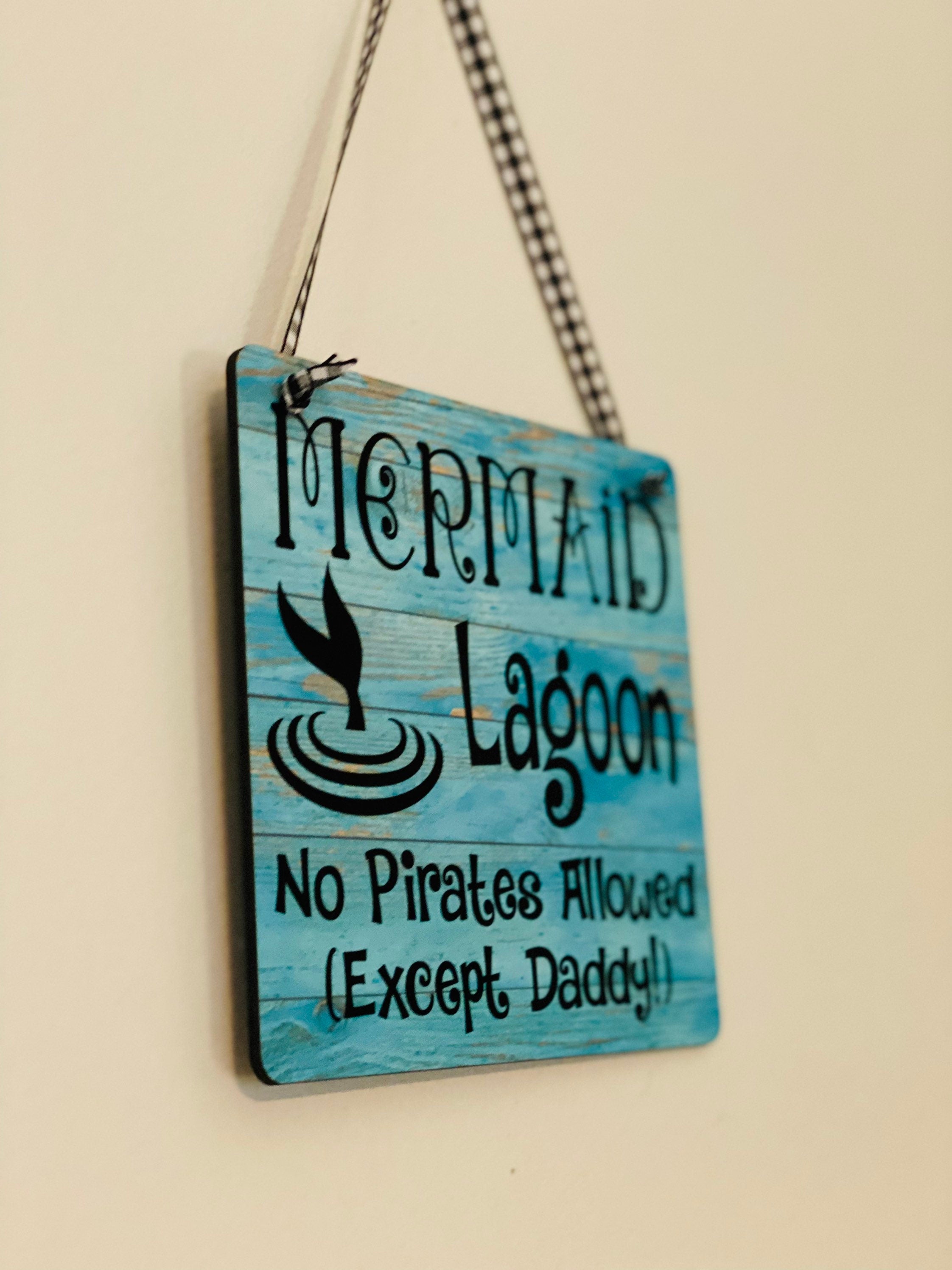 Adorable | Turquoise | Mermaid Lagoon | Wooden | Door Sign Hanger for Little Girls Room / Nursery