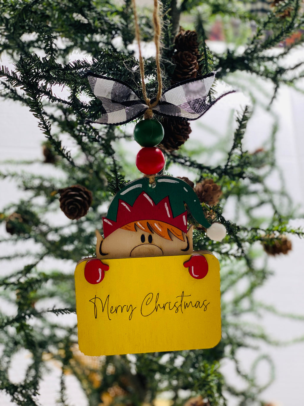 Elf -  Christmas Money or Gift Card Holder - Wooden Ornament