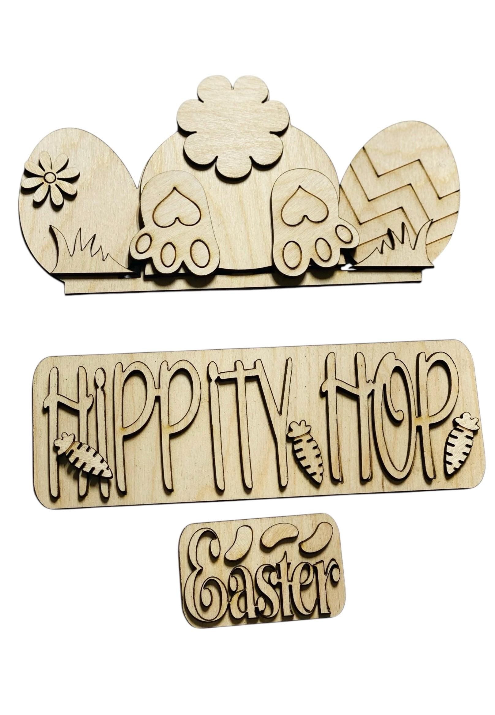 DIY Blank - Hippity Hop - Easter - Bunny - Truck Insert - Stand Up Shelf Sitter - Home Decor
