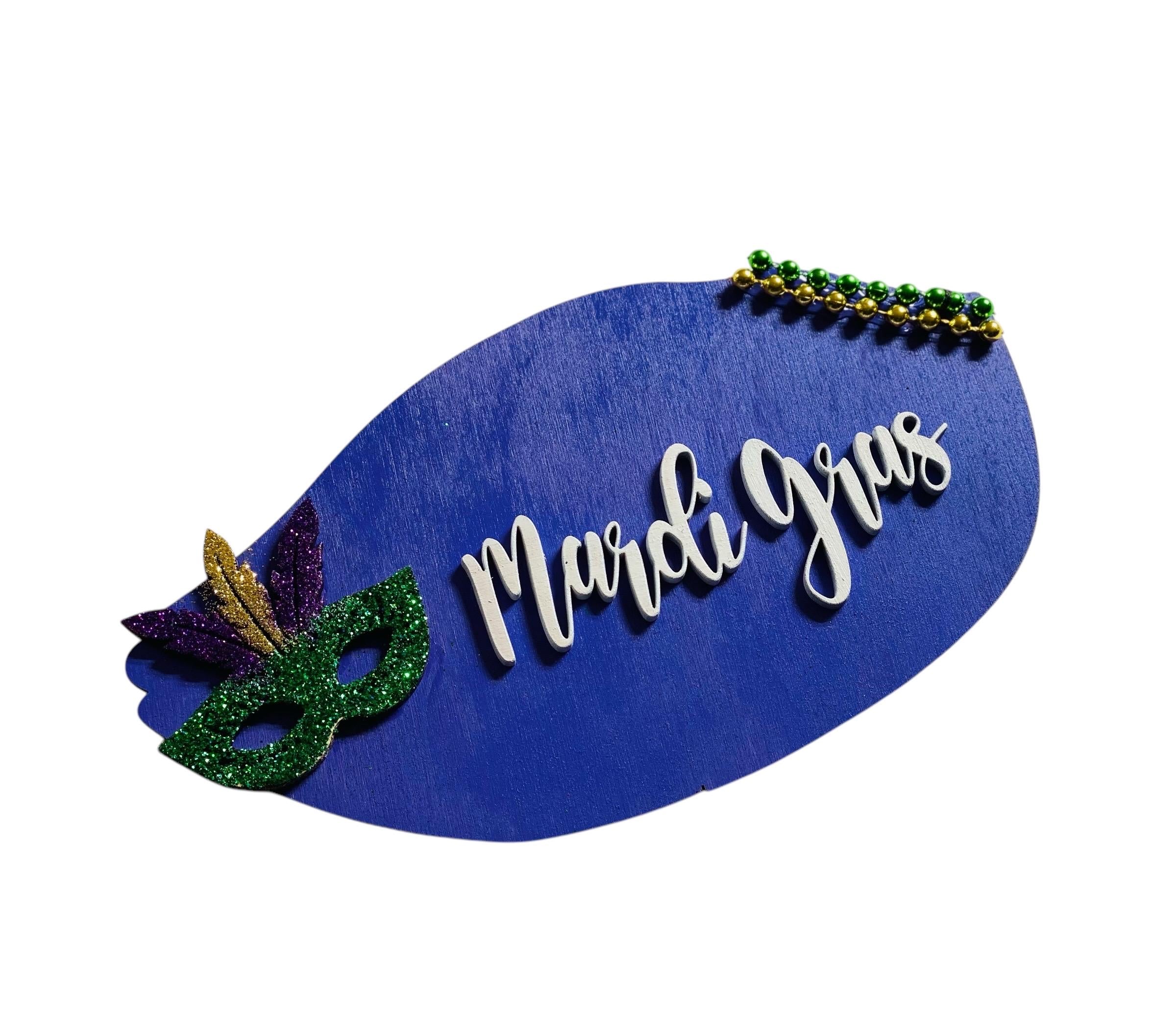 Add on Outfit - Mardi Gras - For Goose Goosey Interchangeable Large Round Wooden Shiplap Door Hanger / Wreath or Standup
