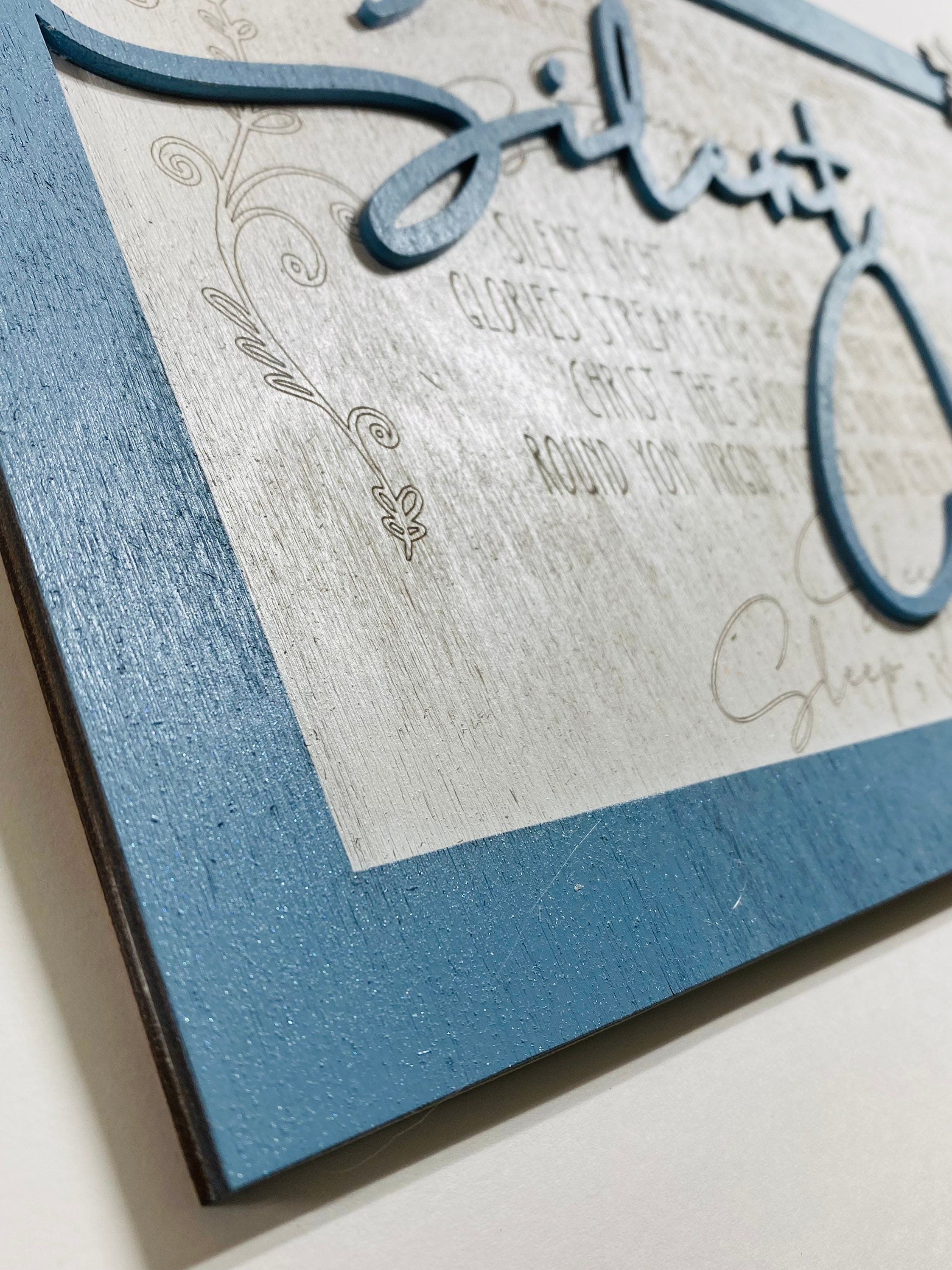 Silent Night - Layered Wooden Christmas Sign - Gift for Him Her - Home Decor - Decorations